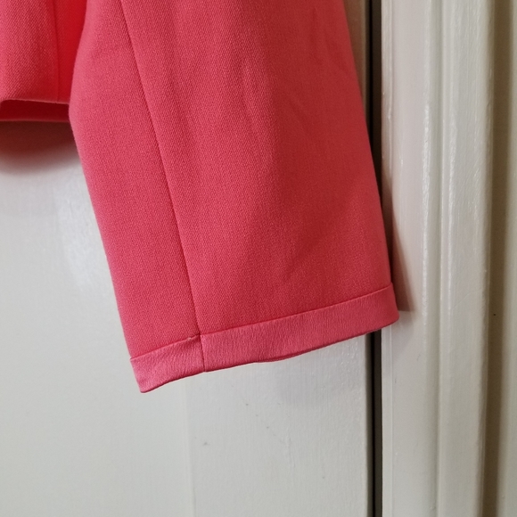 ELLE coral pink scallop trim hook closure long sleeve blazer jacket 12 - Picture 4 of 7
